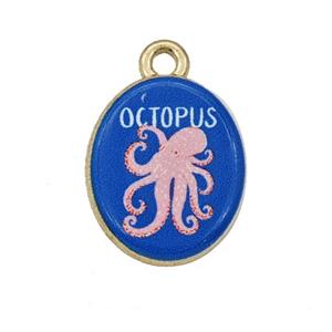 Alloy Oval Pendant Octopus Painted Gold Plated, approx 14-17mm [FD27286]