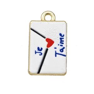 Alloy Rectangle Pendant Envelope Painted Gold Plated, approx 11-17mm [FD27290]