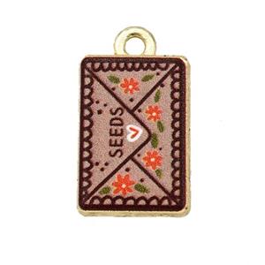 Alloy Rectangle Pendant Envelope Painted Gold Plated, approx 11-17mm [FD27291]