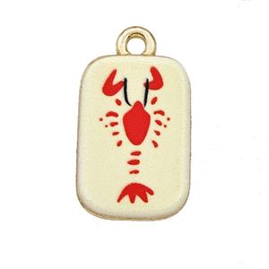 Alloy Rectangle Pendant Lobster Painted Gold Plated, approx 11-17mm [FD27294]