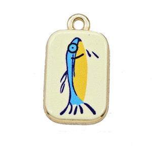 Alloy Rectangle Pendant Fish Painted Gold Plated, approx 11-17mm [FD27295]