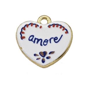 Alloy Heart Pendant Amore Painted Gold Plated, approx 15-18mm [FD27297]