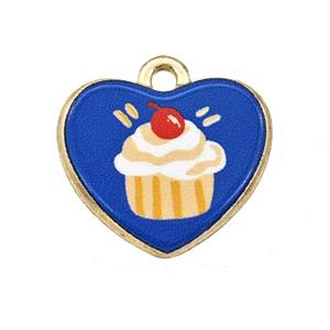 Alloy Heart Pendant Cake Painted Gold Plated, approx 15-18mm [FD27305]
