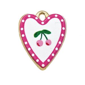 Alloy Heart Pendant Cherry Painted Gold Plated, approx 15-18mm [FD27308]