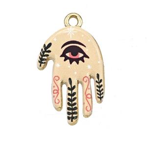 Alloy Hamsahand Pendant Eye Painted Gold Plated, approx 15-17mm [FD27322]