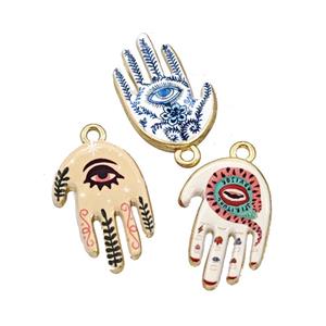 Alloy Hamsahand Pendant Painted Gold Plated Mixed, approx 15-17mm [FD27325]