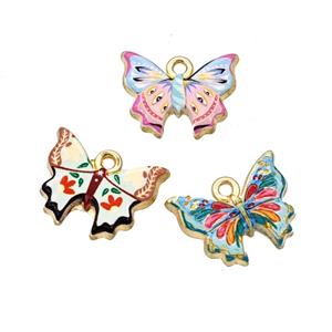 Alloy Butterfly Pendant Painted Gold Plated Mixed, approx 15-19mm [FD27329]