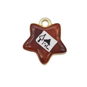 Alloy Star Pendant Painted Gold Plated, approx 15mm [FD27335]