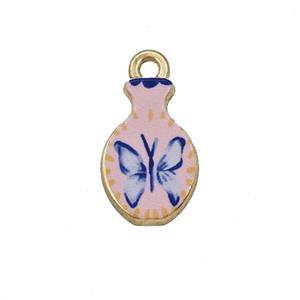 Alloy Bottle Pendant Butterfly Painted Gold Plated, approx 10-16mm [FD27336]