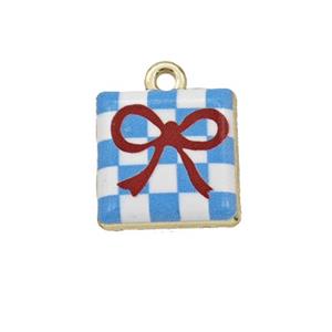 Alloy Square Giftbox Pendant Painted Gold Plated, approx 15mm [FD27339]
