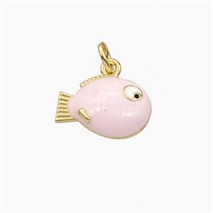 Copper Fish Pendant Pink Enamel Gold Plated, approx 9-14mm [FD27346]