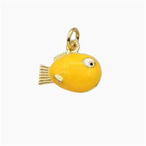 Copper Fish Pendant Orange Enamel Gold Plated, approx 9-14mm [FD27347]