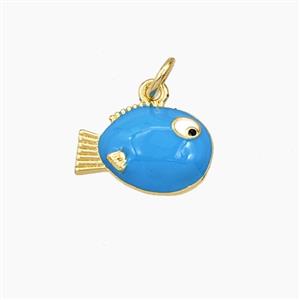 Copper Fish Pendant Blue Enamel Gold Plated, approx 9-14mm [FD27348]