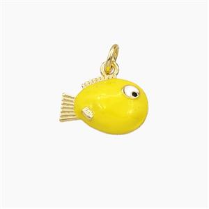 Copper Fish Pendant Yellow Enamel Gold Plated, approx 9-14mm [FD27350]
