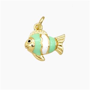 Copper Fish Pendant Green Enamel Gold Plated, approx 11-14mm [FD27353]