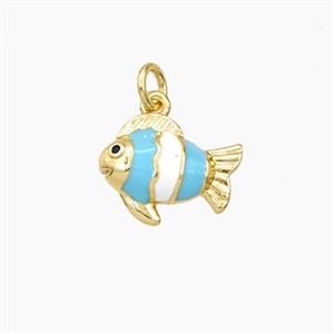 Copper Fish Pendant Blue Enamel Gold Plated, approx 11-14mm [FD27354]