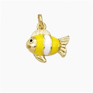 Copper Fish Pendant Yellow Enamel Gold Plated, approx 11-14mm [FD27355]