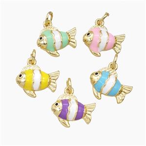 Copper Fish Pendant Enamel Gold Plated Mixed, approx 11-14mm [FD27357]