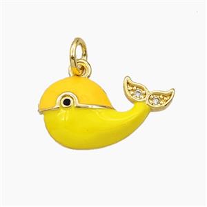 Copper Dolphin Pendant Orange yellow Enamel Gold Plated, approx 10-18mm [FD27359]