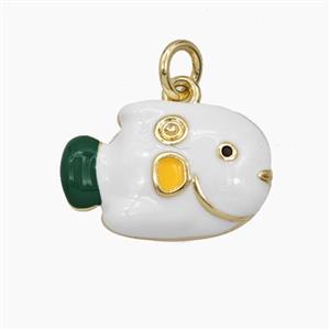 Copper Fish Pendant White Enamel Gold Plated, approx 11-17mm [FD27364]