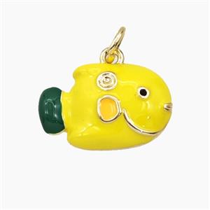 Copper Fish Pendant Yellow Enamel Gold Plated, approx 11-17mm [FD27366]