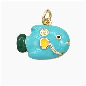 Copper Fish Pendant Green Enamel Gold Plated, approx 11-17mm [FD27367]