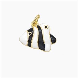 Copper Fish Pendant Black White Enamel Gold Plated, approx 12-15mm [FD27370]