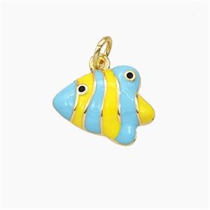 Copper Fish Pendant Yellow Blue Enamel Gold Plated, approx 12-15mm [FD27371]