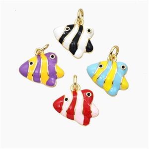 Copper Fish Pendant Enamel Gold Plated Mixed, approx 12-15mm [FD27374]