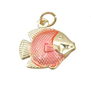 Copper Fish Pendant Red Painted Gold Plated, approx 14-17mm [FD27382]