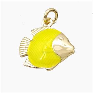 Copper Fish Pendant Yellow Painted Gold Plated, approx 14-17mm [FD27383]