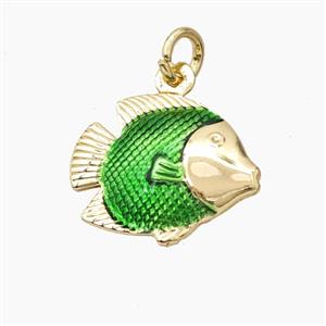 Copper Fish Pendant Green Painted Gold Plated, approx 14-17mm [FD27385]