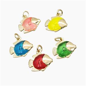 Copper Fish Pendant Painted Gold Plated Mixed, approx 14-17mm [FD27387]