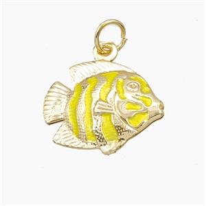 Copper Fish Pendant Yellow Painted Gold Plated, approx 14-17mm [FD27390]