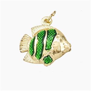 Copper Fish Pendant Green Painted Gold Plated, approx 14-17mm [FD27392]