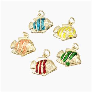 Copper Fish Pendant Painted Gold Plated Mixed, approx 14-17mm [FD27394]