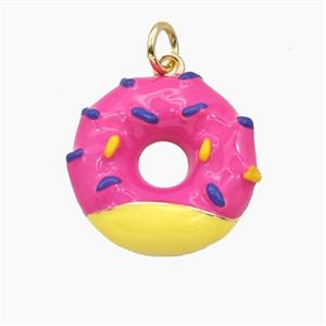 Copper Donut Pendant Pink Yellow Enamel Gold Plated, approx 18mm [FD27403]