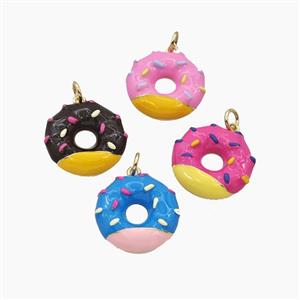 Copper Donut Pendant Enamel Gold Plated Mixed, approx 18mm [FD27405]