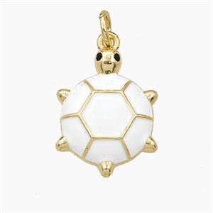 Copper Tortoise Pendant White Enamel Gold Plated, approx 14-18mm [FD27406]