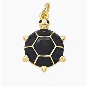 Copper Tortoise Pendant Black Enamel Gold Plated, approx 14-18mm [FD27407]