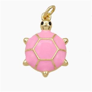 Copper Tortoise Pendant Pink Enamel Gold Plated, approx 14-18mm [FD27408]