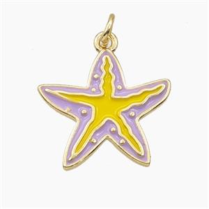 Copper Starfish Pendant Purple Yellow Enamel Gold Plated, approx 18.5mm [FD27412]