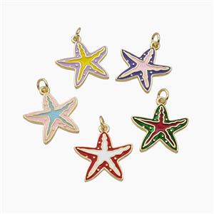 Copper Starfish Pendant Enamel Gold Plated Mixed, approx 18.5mm [FD27416]