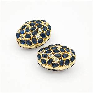 Copper Oval Beads Pave Zirconia Gold Plated, approx 16-19mm [FD27453]