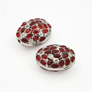 Copper Oval Beads Pave Zirconia Platinum Plated, approx 16-19mm [FD27454]