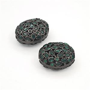 Copper Oval Beads Pave Zirconia Black Plated, approx 16-19mm [FD27455]
