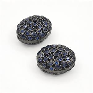 Copper Oval Beads Pave Zirconia Black Plated, approx 16-19mm [FD27456]