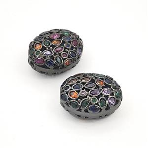 Copper Oval Beads Pave Zirconia Black Plated, approx 16-19mm [FD27457]