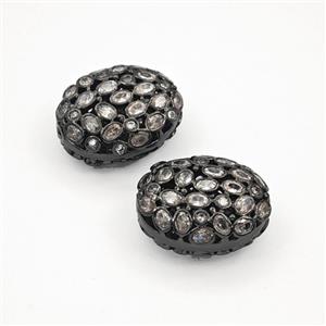 Copper Oval Beads Pave Zirconia Black Plated, approx 16-19mm [FD27458]