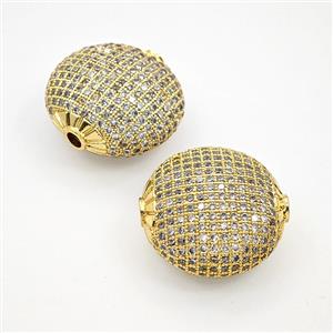 Copper Button Beads Pave Zirconia Gold Plated, approx 25mm [FD27461]